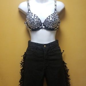 Black jeans with fringes